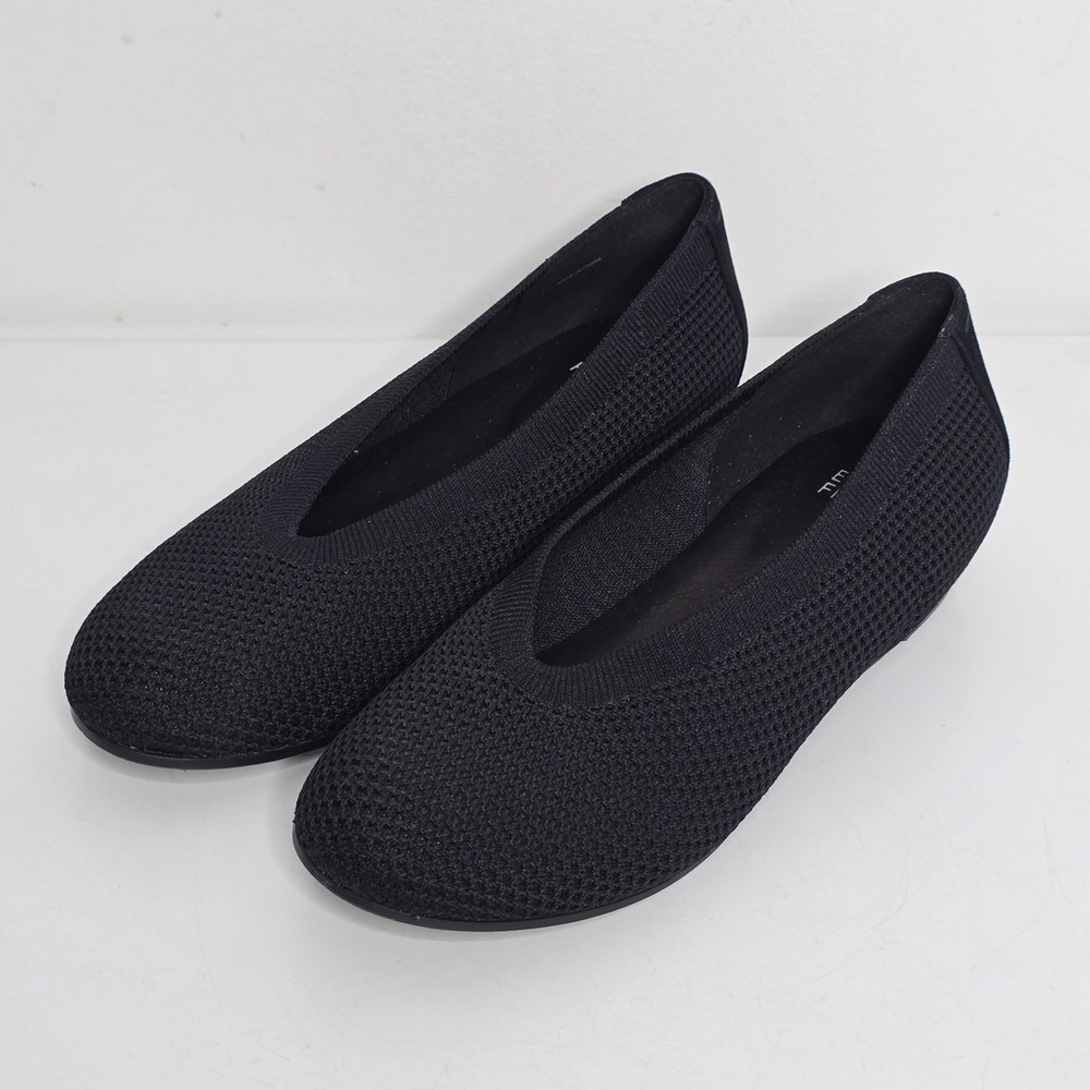 Eileen Fisher Ballet Flats 6.5 Black Woven Knit Stretch Mesh Minimalist Shoes